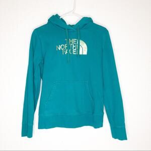 The North Face teal green gold metallic hooded pullover sweatshirt size Small